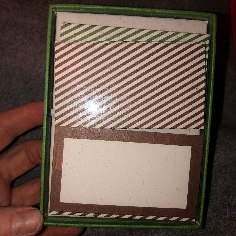Kate Spade NIB brown green striped paper place card holders box of 12